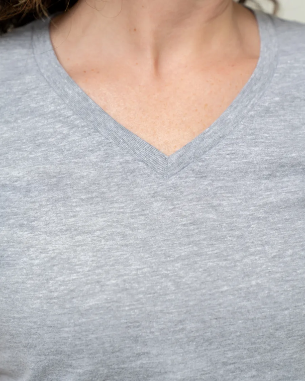 Closeup of a 64V00L Gildan Softstyle® Women’s V-Neck T-Shirt